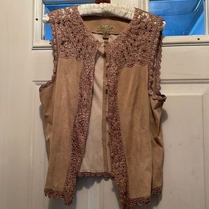 Vintage Utra Suede Vest with embroidered trim.